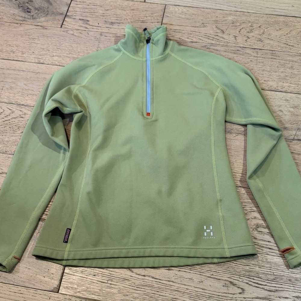 Haglofs Quarter-Zip Fleece Pullover Light Green Long Sleeve‎ Top (1234)